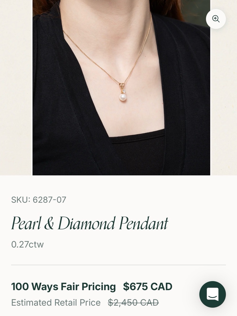 Pearl & Diamond Pendant Necklace - Gold